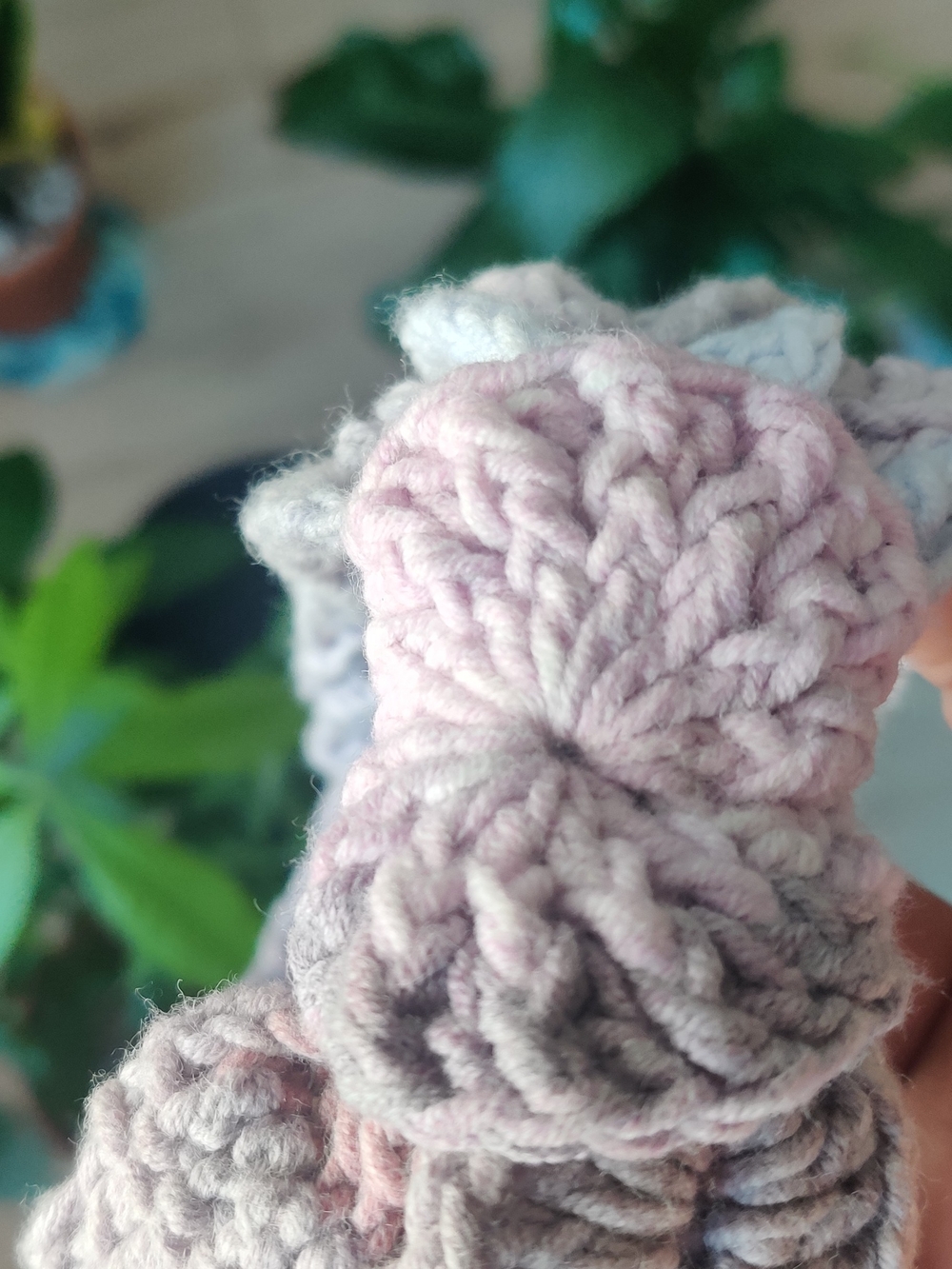 Hand-Crocheted Cotton Ear Warmer – Braided Texture – Lavender - Picture 2 of 5